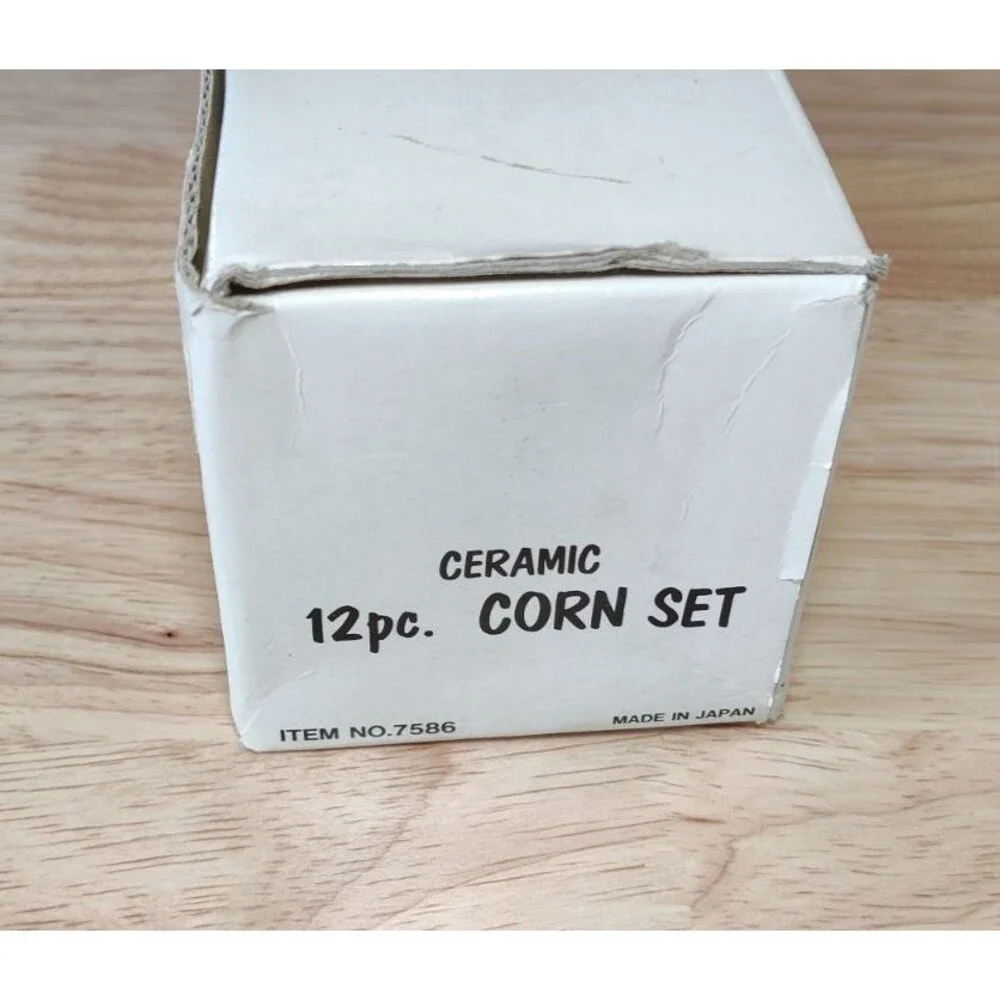 Vintage Corn on the Cob Serving Dishes with Corn Holders Made in Japan With Box